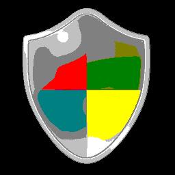 Shield icon with system default 4 BPP palette and black background