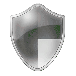 Shield icon transformed to grayscale with Floyd-Steinberg dithering while still using an optimized palette for the colored version