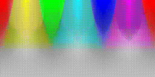 Color hues with system default 4 BPP palette, using silver background and a stronger Bayer 8x8 ordered dithering