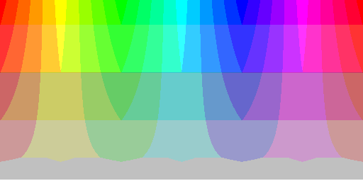 Color hues with system default 8 BPP palette, silver background and alpha threshold = 1