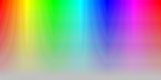 Color hues with system default 8 BPP palette, using silver background and Atkinson dithering