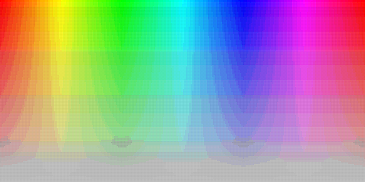 Color hues with system default 8 BPP palette, using silver background and Bayer 2x2 ordered dithering