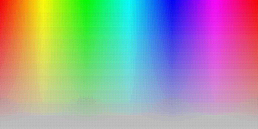 Color hues with system default 8 BPP palette, using silver background and Bayer 3x3 ordered dithering