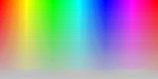Color hues with system default 8 BPP palette, using silver background and Bayer 4x4 ordered dithering