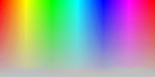 Color hues with system default 8 BPP palette, using silver background and blue noise dithering