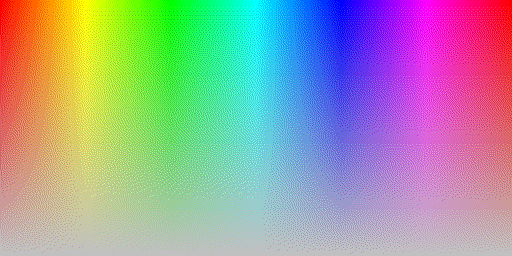Color hues with system default 8 BPP palette, using silver background and Floyd-Steinberg dithering