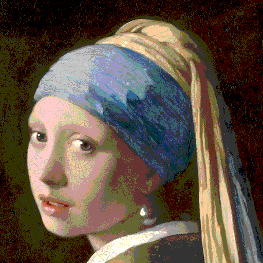 Test image "Girl with a Pearl Earring" with system default 8 BPP  palette, quantized in the linear color space