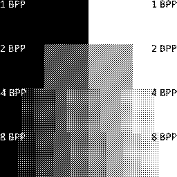 Grayscale color shades with black and white palette using Bayer 3x3 ordered dithering