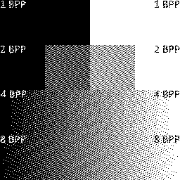 Grayscale color shades with black and white palette using interleaved gradient noise dithering