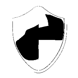 Shield icon with black and white palette and silver background