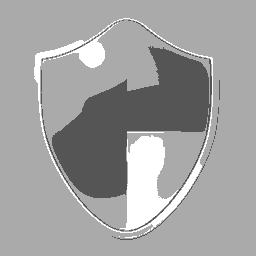 Shield icon with 2 BPP grayscale palette and silver background using nearest color lookup