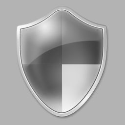 16 BPP grayscale shield icon with cyan background. The cyan color turned light gray.